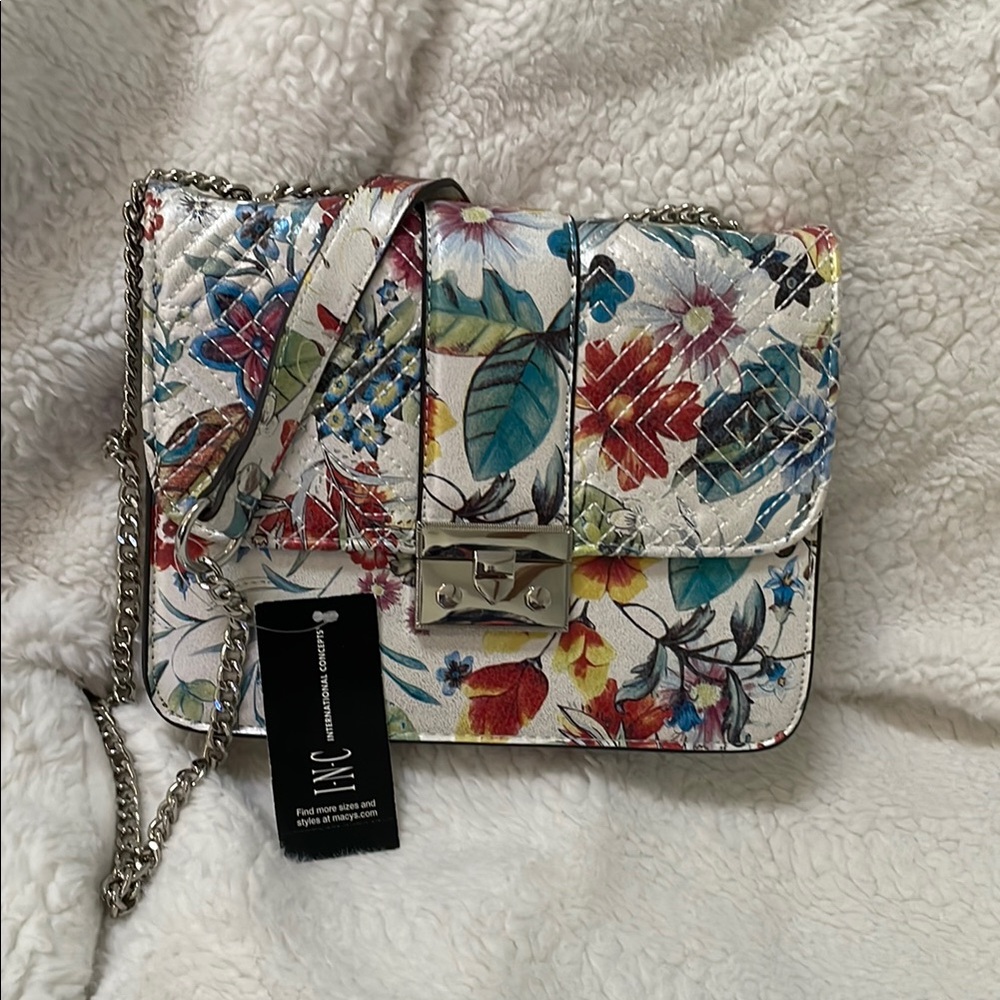 INC NWT White Floral crossbody purse